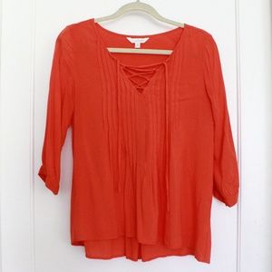Charming Charlie | Orange Tie Front Top
